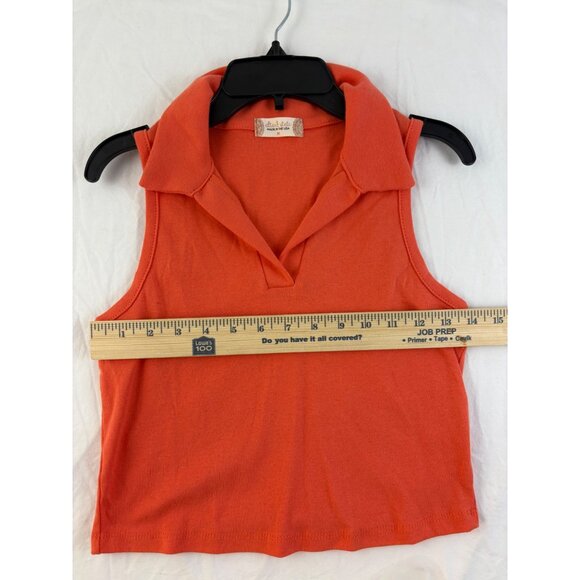 Altar'd State Orange Sleeveless Polo Tank Top XS Cotton Made in USA Minimalist - Picture 7 of 7